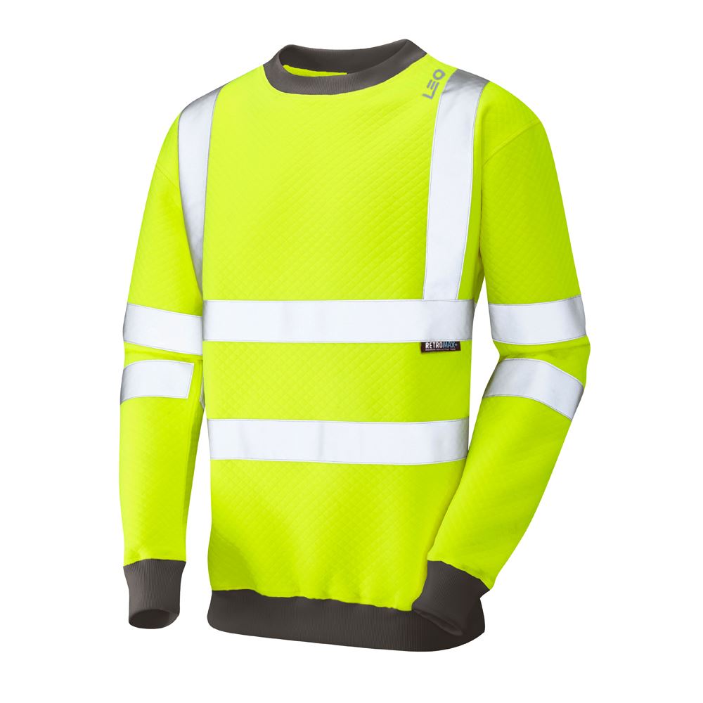 Leo Workwear Winkleigh Leo Ecoviz Crew Neck Sweatshirt Pullover Class 3