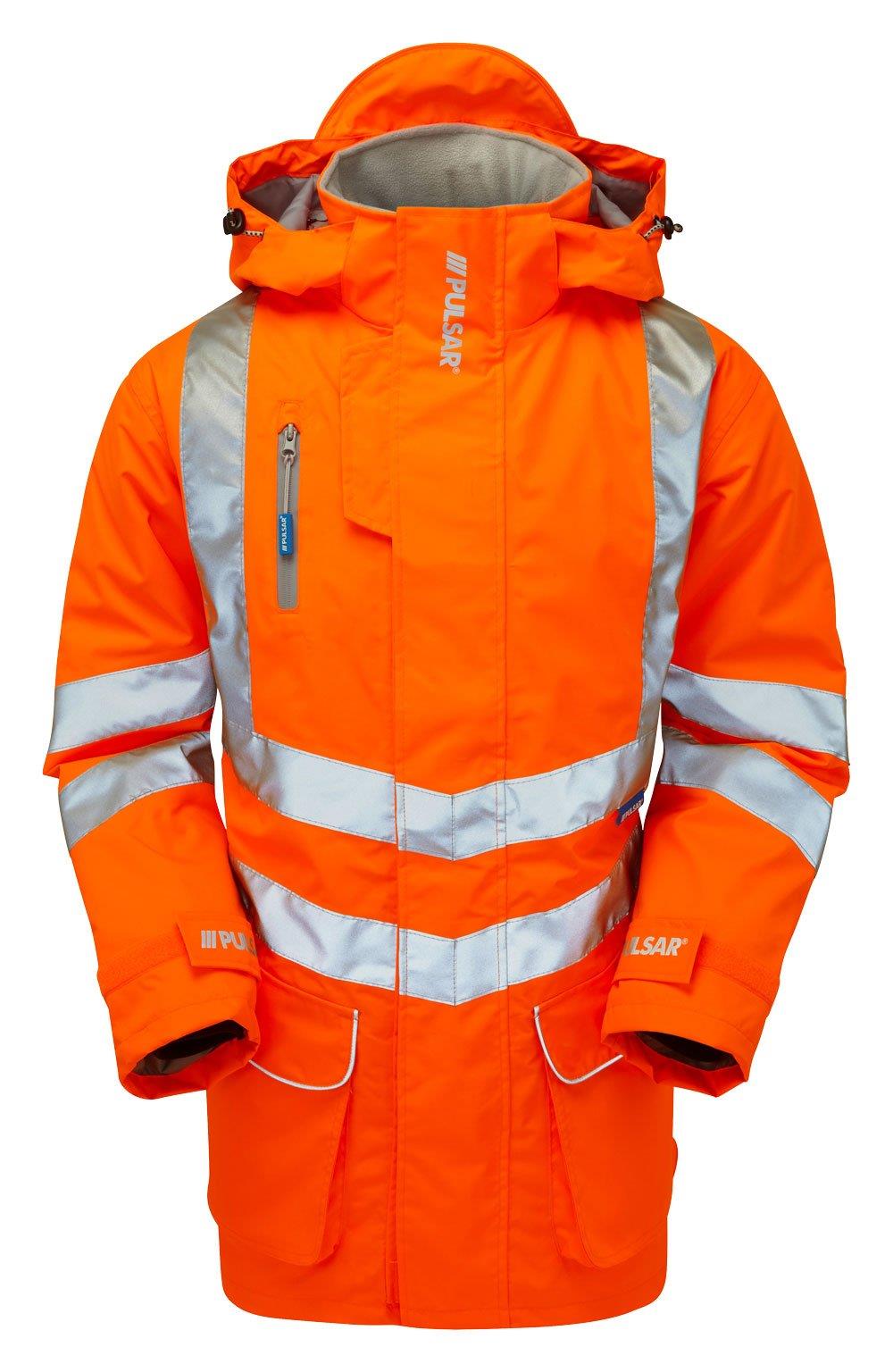 Pulsar Protect Hi Vis Mesh Lined Storm Coat - Recycled Content (Orange)