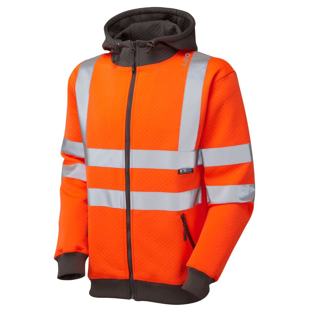 Leo Workwear Saunton Leo Ecoviz Hooded Sweatshirt Class 3 Hi Vis