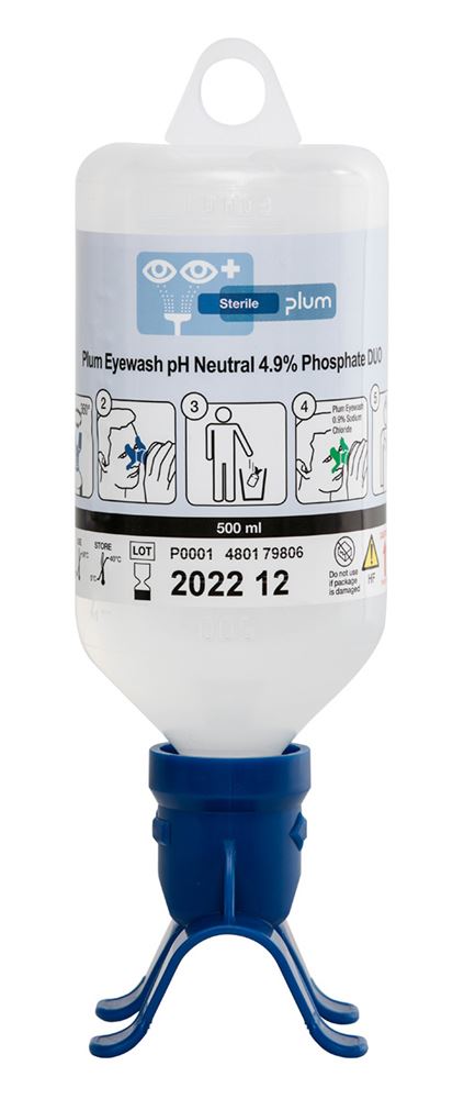 Plum Safety Eyewash 200ml pH N 4.9% Phosphate Eyecup Duo