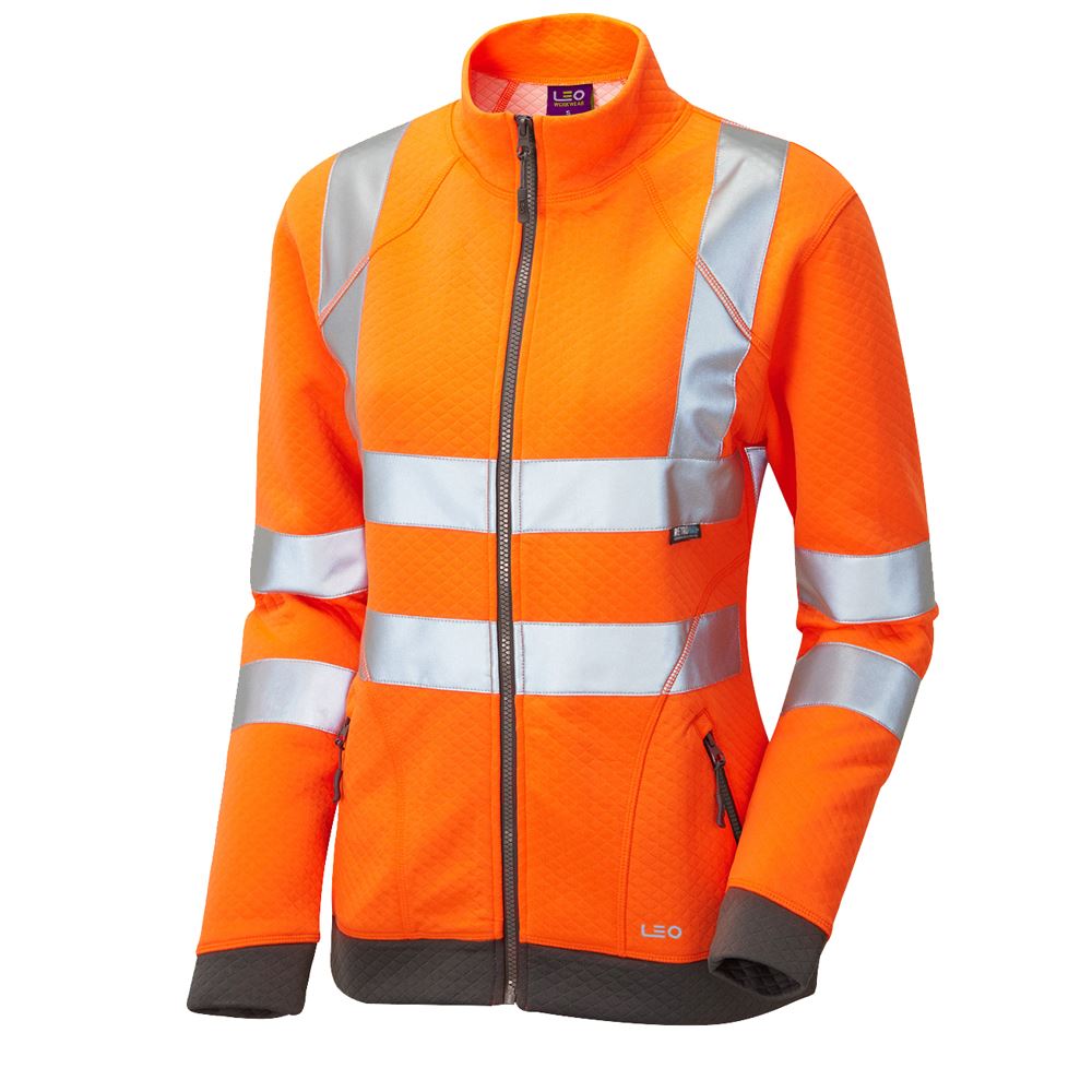 Leo Workwear Hollicombe Leo Ecoviz Womens Zipped Sweatshirt Hi Vis Recycled