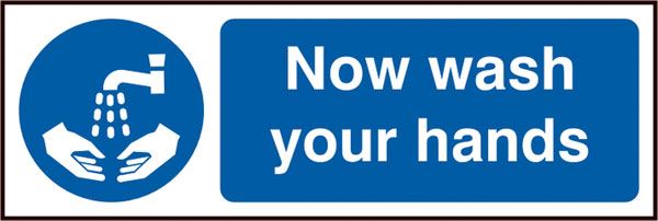 Beeswift Now Wash Your Hands Self Adhesive Vinyl Sign - 300 x 100mm (5 Pack)