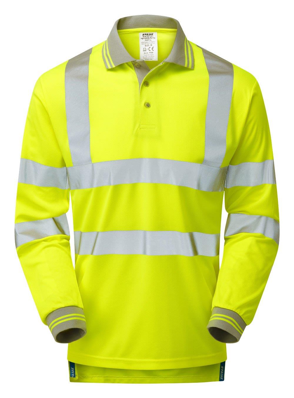 Pulsar Protect Hi Vis Long Sleeve Polo Shirt - Recycled Content (Yellow)