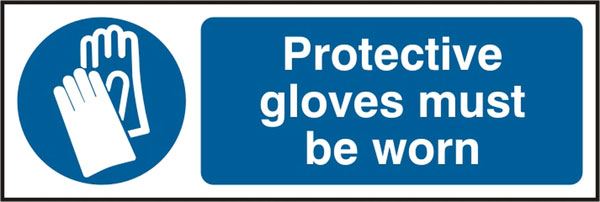 Beeswift Gloves Must Be Worn Rigid PVC Sign - 300 x 100mm (5 Pack)