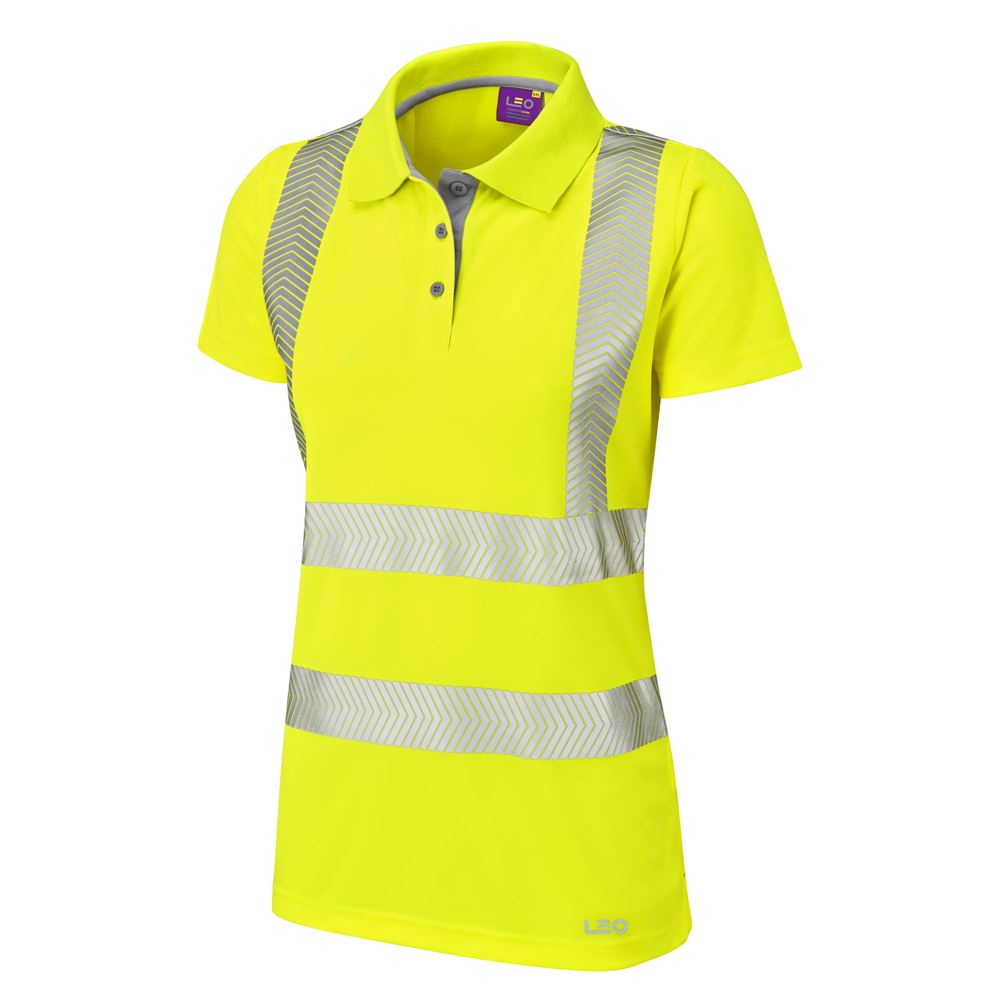 Leo Workwear Pippacott Leo Ecoviz Performance+ Womens Polo Shirt Sustainable Hi Vis