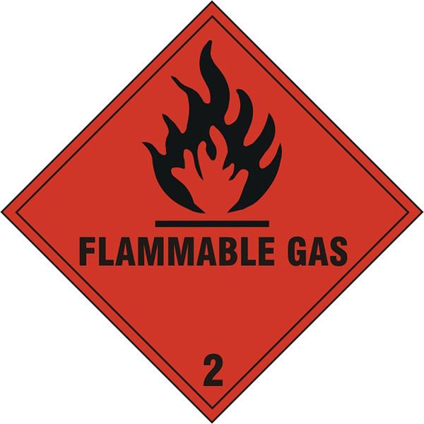 Beeswift Flammable Gas 2 Self Adhesive Vinyl Sign - 200 x 200mm (5 Pack)
