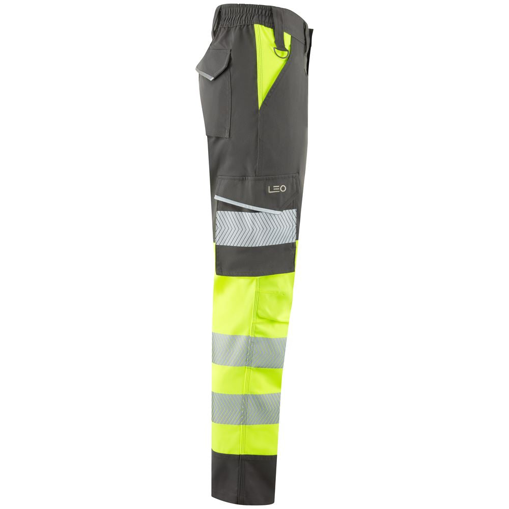 Leo Workwear Winswell Leo Ecoviz Womens Lightweight Polyester Stretch Cargo Trouser Hi Vis