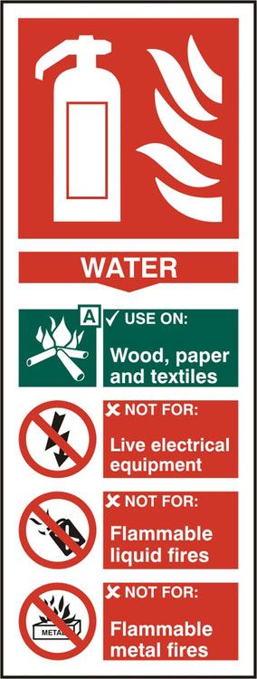 Beeswift Fire Extinguisher Water Self Adhesive Vinyl Sign - 82 x 202mm (5 Pack)