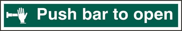 Beeswift Push Bar To Open Self Adhesive Vinyl Sign - 600 x 100mm (5 Pack)