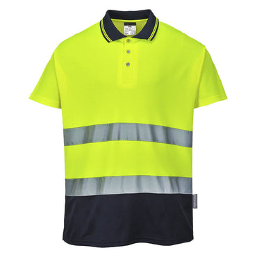 Portwest Hi-Vis Two Tone Cotton Comfort Short Sleeve Polo Shirt
