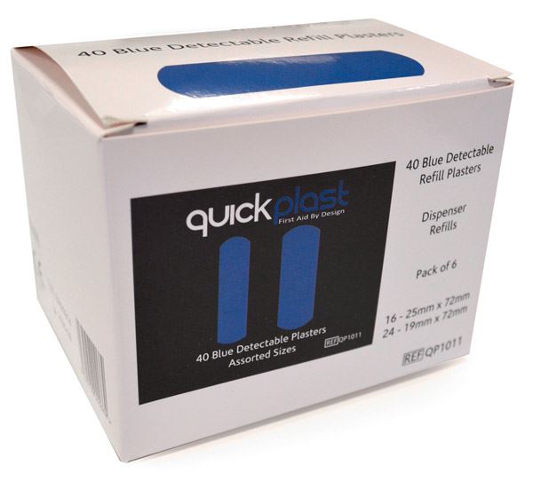 Quickplast Blue Detectable Plasters (6 Pack)