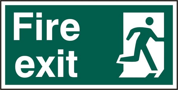 Beeswift Fire Exit Man Right Rigid PVC Sign - 300 x 150mm (5 Pack)