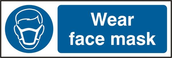 Beeswift Wear Face Mask Self Adhesive Vinyl Sign - 300 x 100mm (5 Pack)