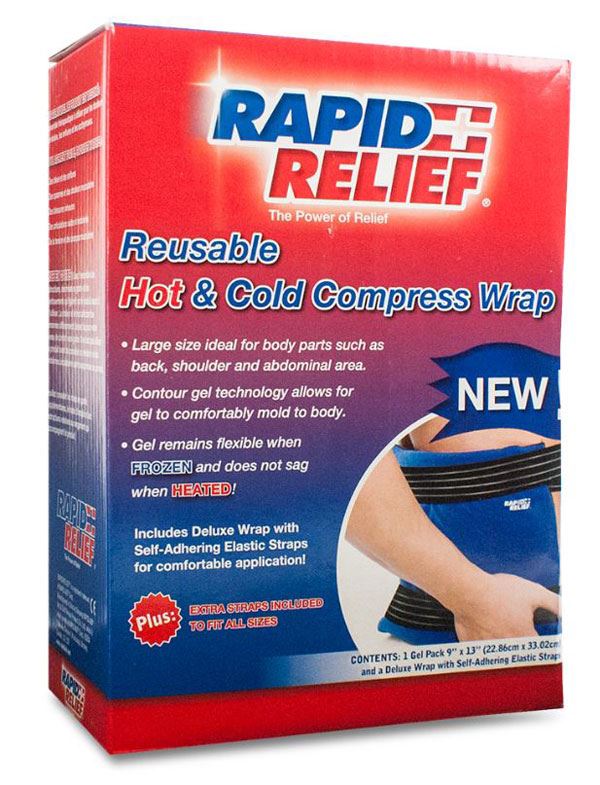 Rapid Relief Deluxe Reusable Hot/Cold Compress Wrap (9 x 13")