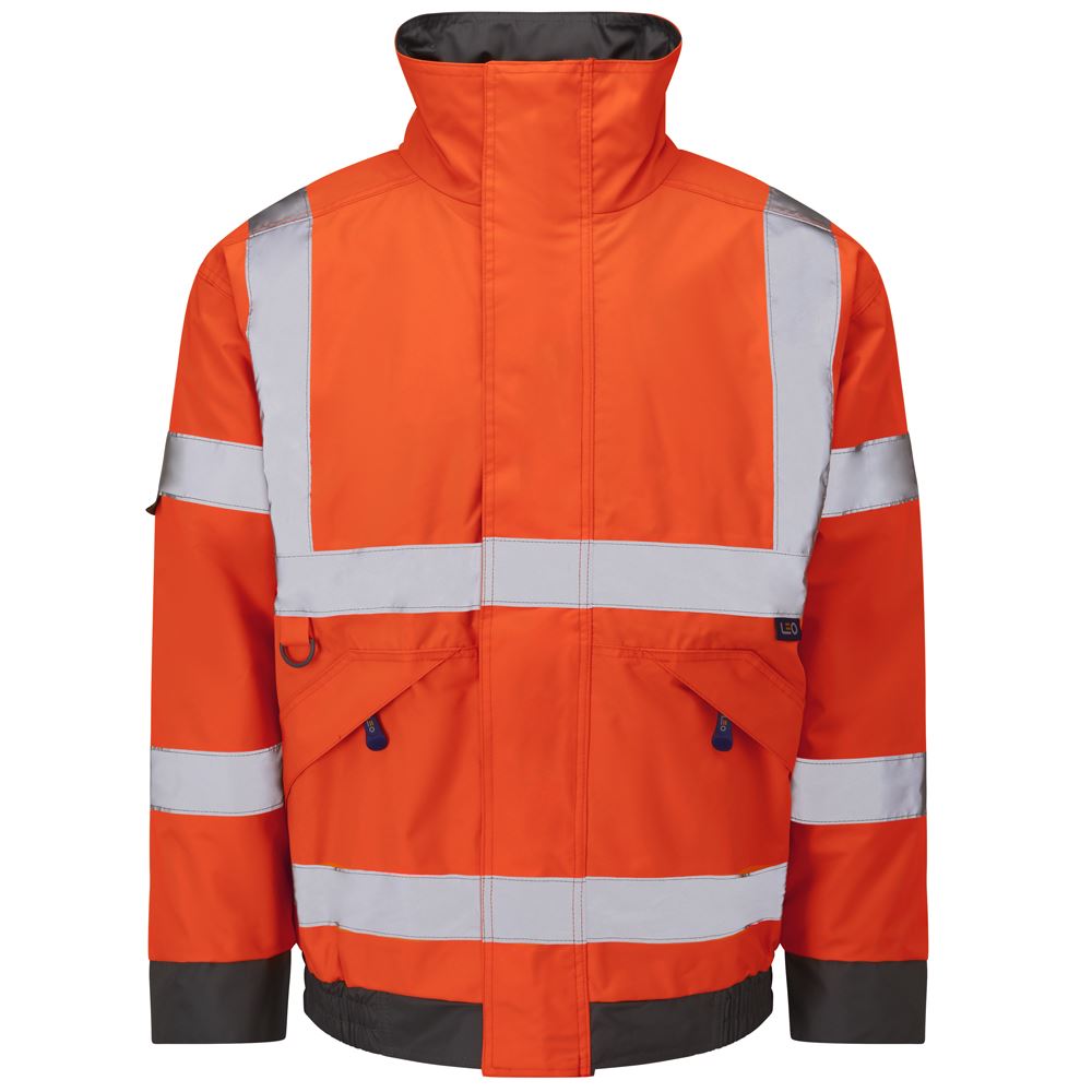 Leo Workwear Chivenor Leo Ecoviz 4K Baffle Lined Bomber Jacket Hi Vis Class 3