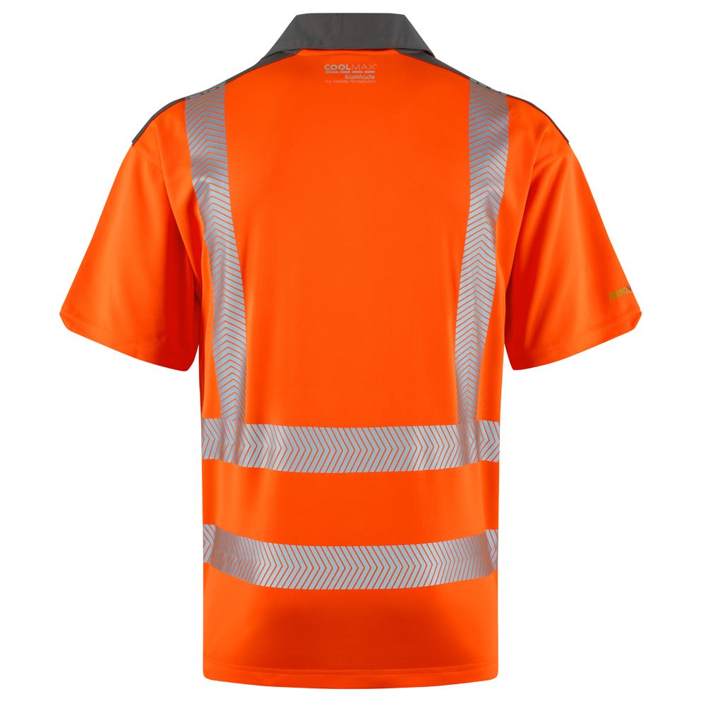Leo Workwear Trimstone Leo Ecoviz Coolmax High Performance Polo Shirt Hi Vis Railway
