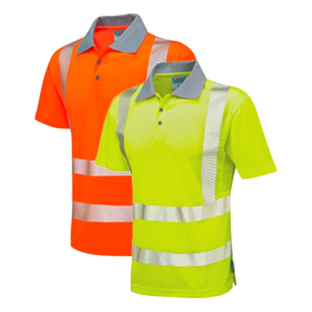 Leo Workwear Woolacombe Leo Ecoviz Performance+ Polo Shirt Hi Vis