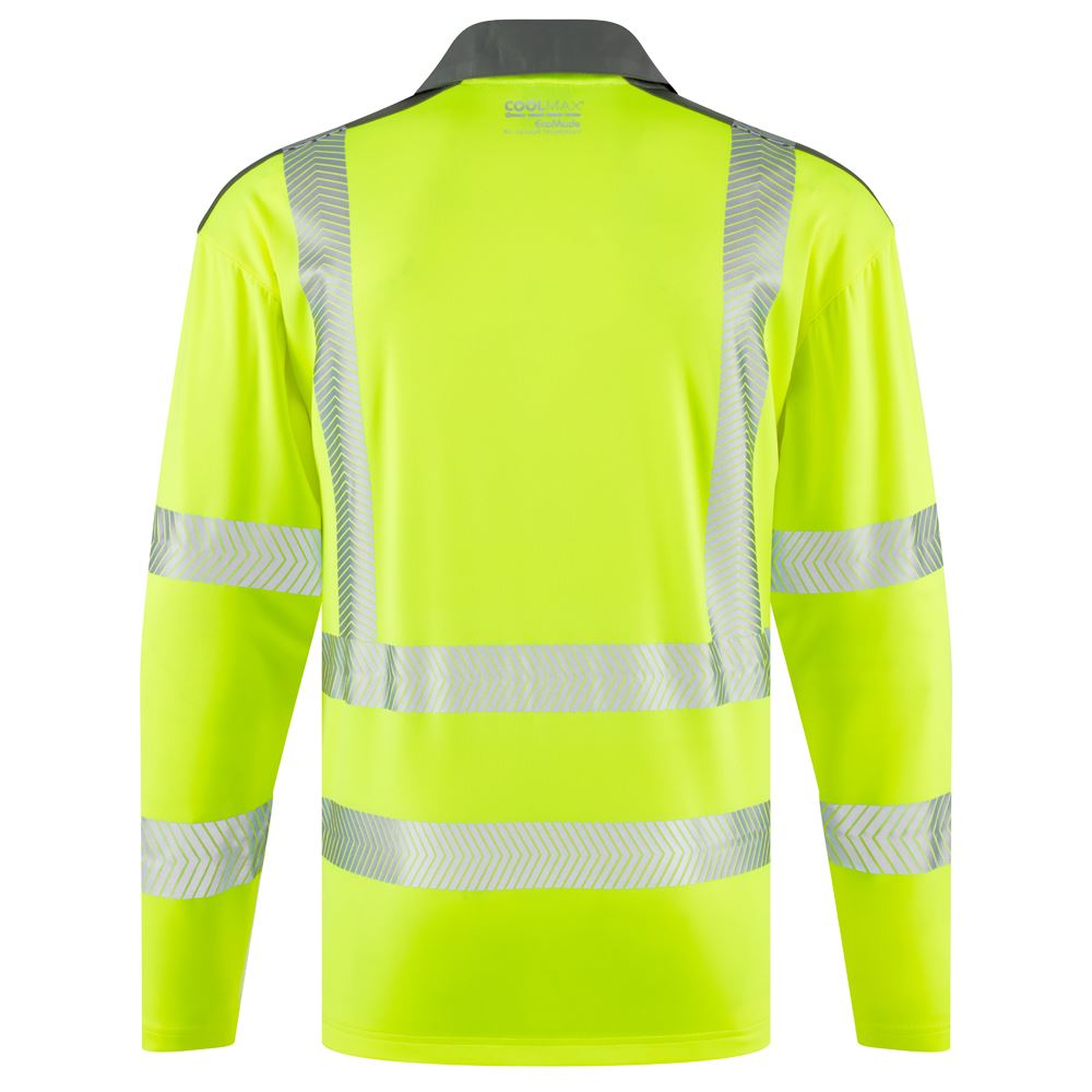 Leo Workwear Georgeham Leo Ecoviz Coolmax High Performance Sleeved Polo Shirt Hi Vis Work Top