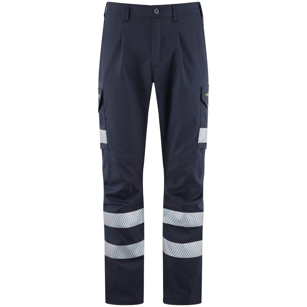 Leo Workwear Winsford Leo Ecoviz Lightweight Polyester Stretch Cargo Trouser Hi Vis Class1