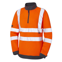 Leo Workwear Elberry Leo Ecoviz Womens 1/4 Zip Sweatshirt Recycled Hi Vis