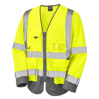 Leo Workwear Wrafton Leo Ecoviz Superior Sleeved Waistcoat Recycled Hi Vis