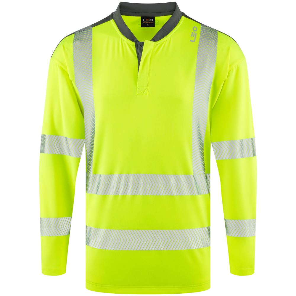 Leo Workwear Watermouth Leo Ecoviz Coolmax High Performance Sleeved T-Shirt Hi Vis