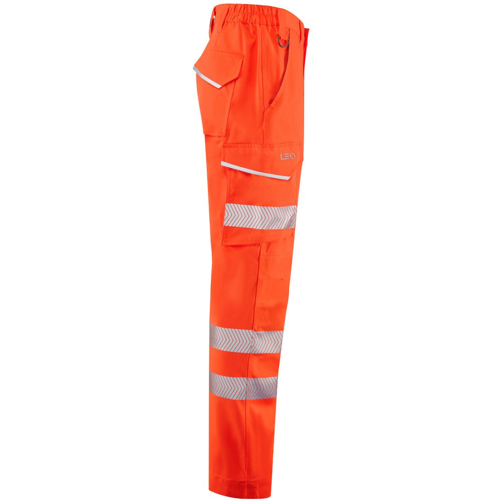 Leo Workwear Winsford Leo Ecoviz Lightweight Polyester Stretch Cargo Trouser Hi Vis Class1