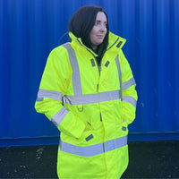 Leo Workwear Cheristow Leo Ecoviz 4K Womens Baffle Lined Anorak Hi Vis Coat