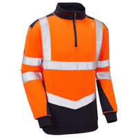 Leo Workwear Tapeley Leo Ecoviz Dual Colour 1/4 Zip Sweatshirt Class 2 Comfort Hi Vis