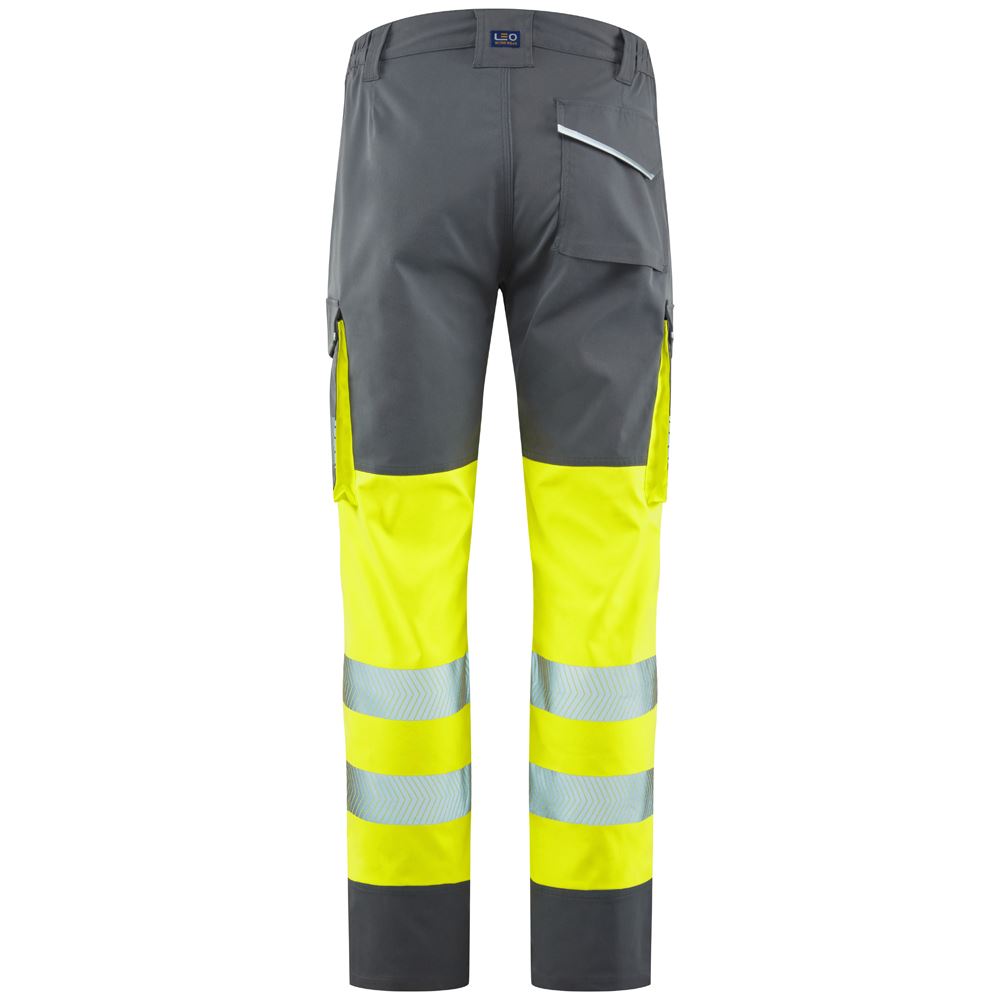 Leo Workwear Winsford Leo Ecoviz Lightweight Polyester Stretch Cargo Trouser Hi Vis Class1