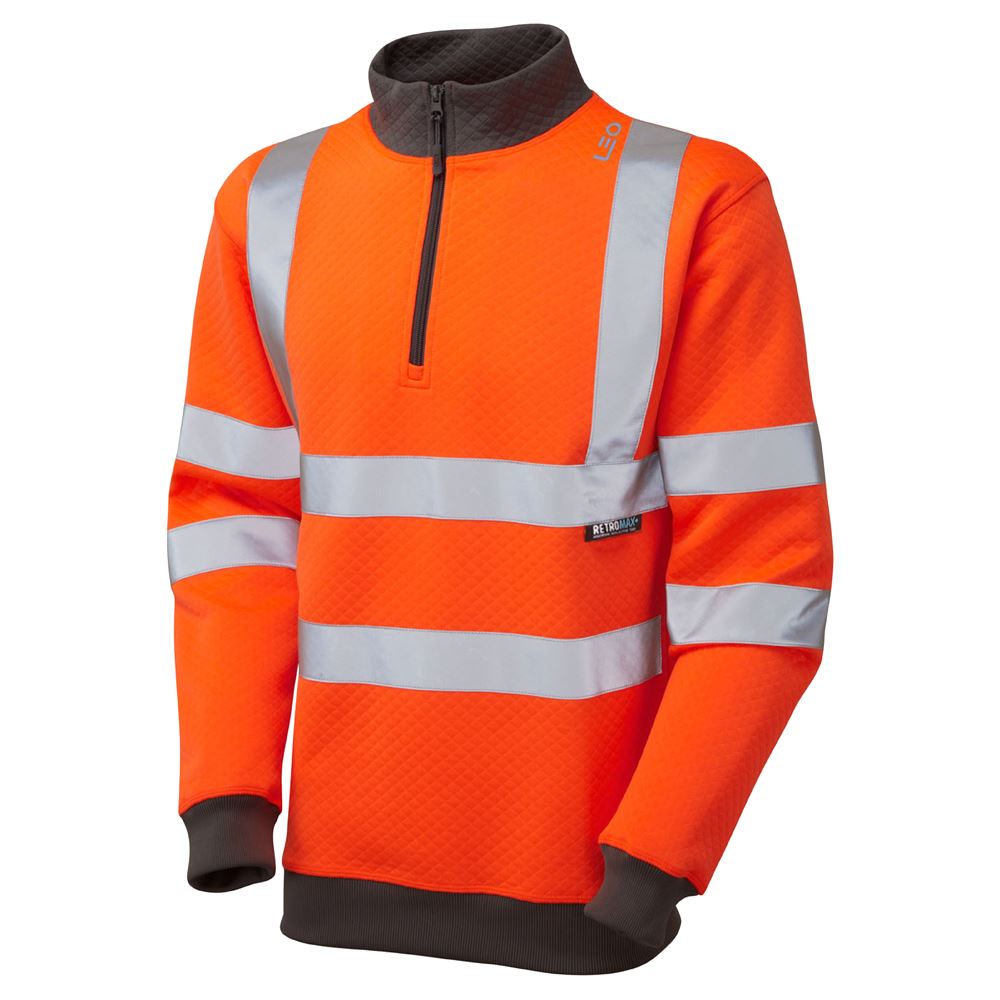 Leo Workwear Brynsworthy Leo Ecoviz 1/4 Zip Sweatshirt Hi Vis