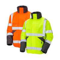 Leo Workwear Bickington Leo Ecoviz 4K Superior Fleece Lined Bomber Jacket Hi Vis