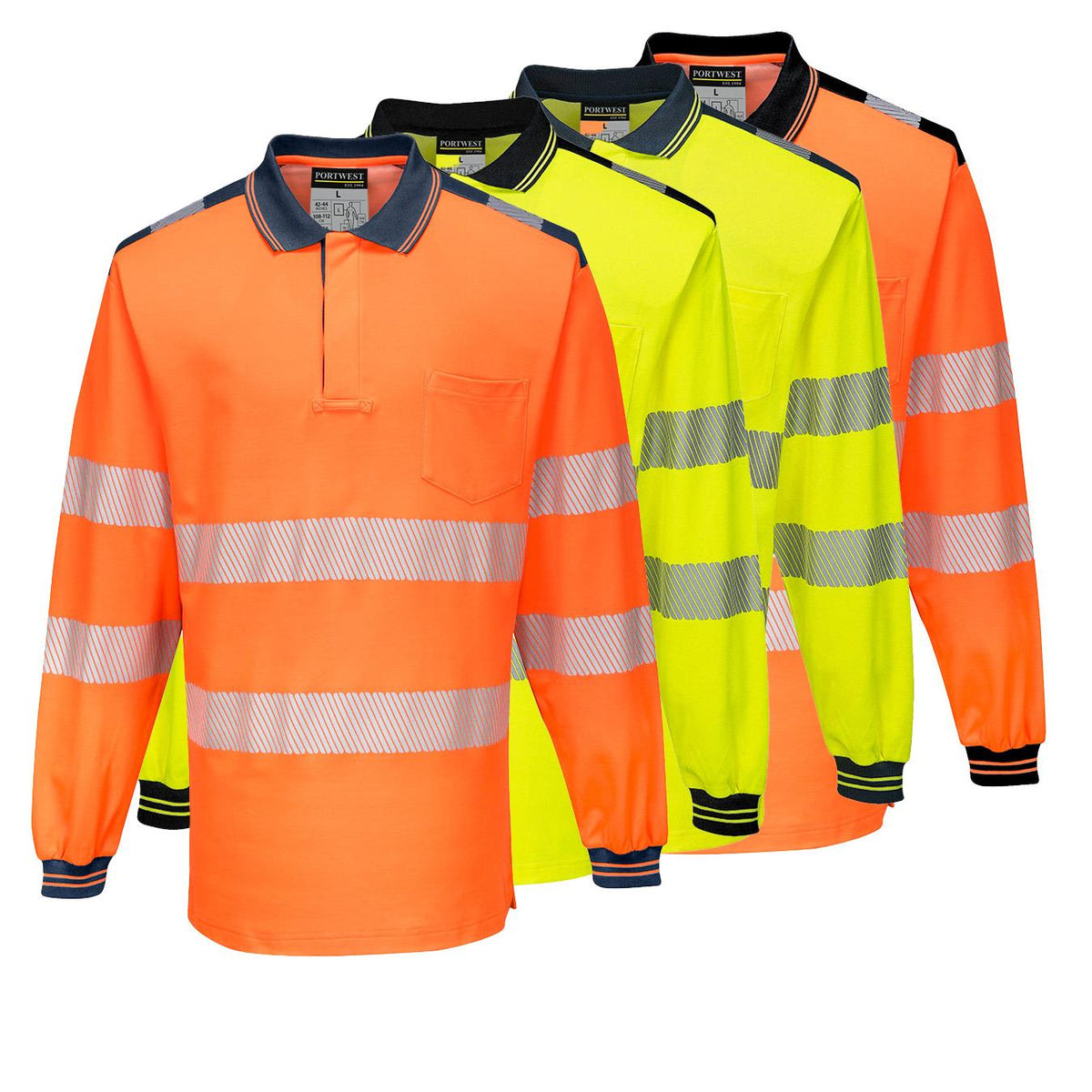 Portwest PW3 Hi-Vis Long Sleeve Polo Shirt