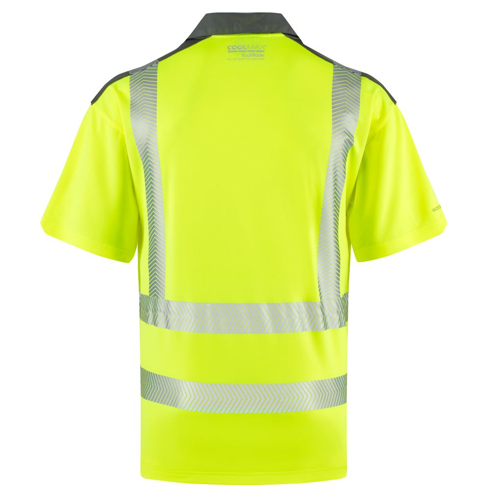 Leo Workwear Trimstone Leo Ecoviz Coolmax High Performance Polo Shirt Hi Vis Railway