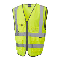 Leo Workwear Barnstaple Leo Ecoviz Rail Superior Waistcoat Hi Vis