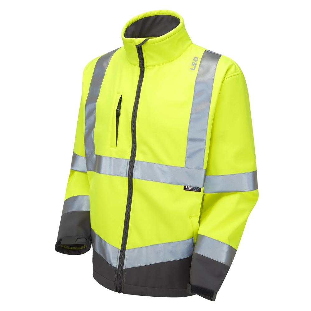 Leo Workwear Buckland Leo Ecoviz Softshell Jacket Hi Vis