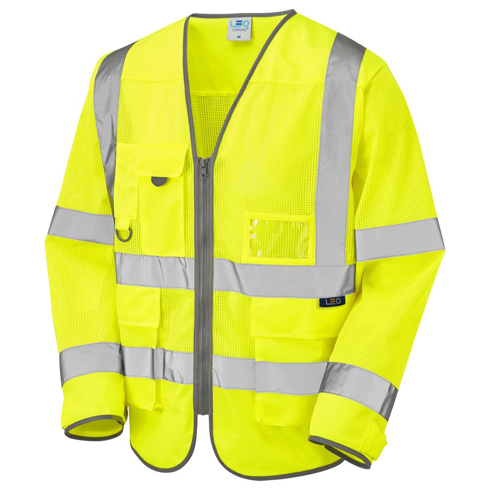 Leo Workwear Burrington Leo Ecoviz Mesh Sleeved Superior Waistcoat Hi Vis