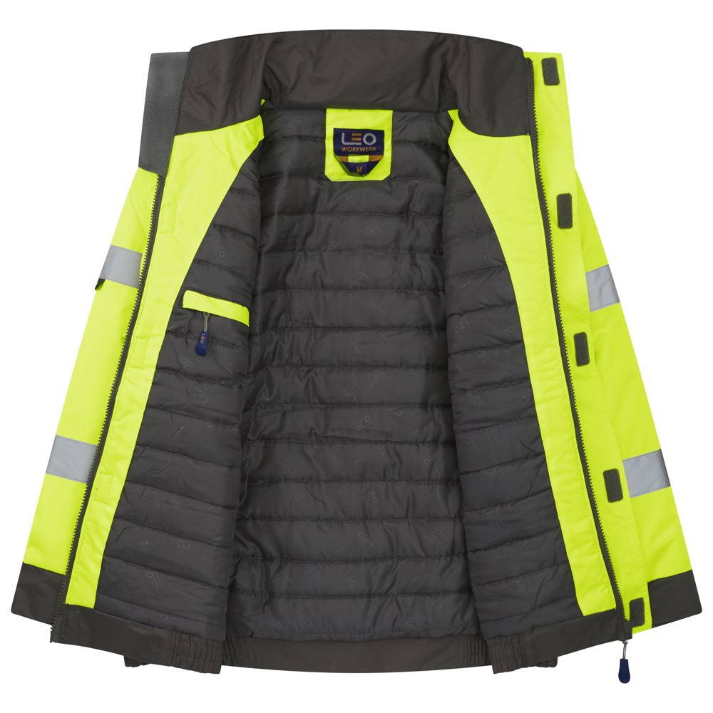 Leo Workwear Chivenor Leo Ecoviz 4K Baffle Lined Bomber Jacket Hi Vis Class 3