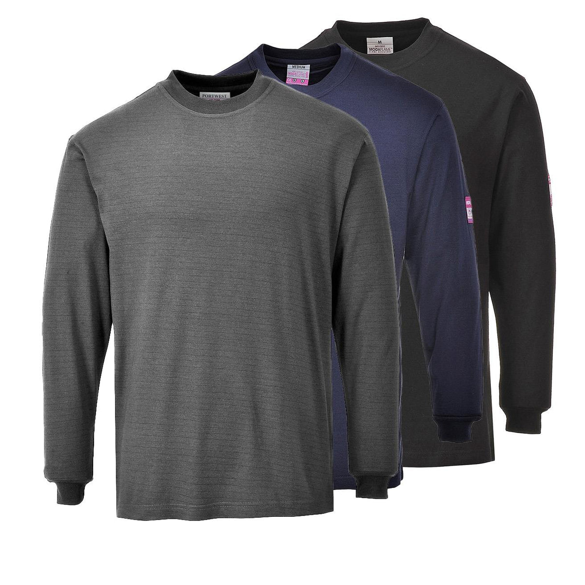 Portwest Flame Resistant Anti-Static Long Sleeve T-Shirt