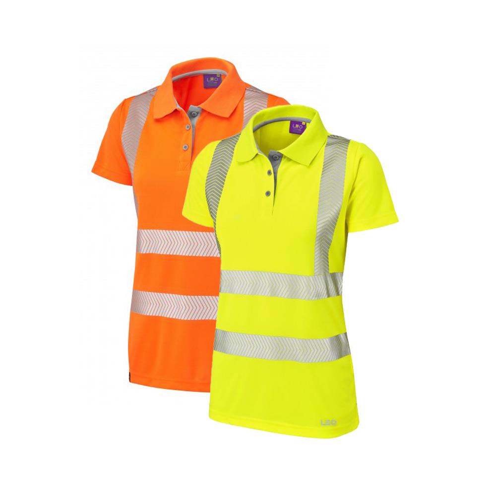 Leo Workwear Pippacott Leo Ecoviz Performance+ Womens Polo Shirt Sustainable Hi Vis