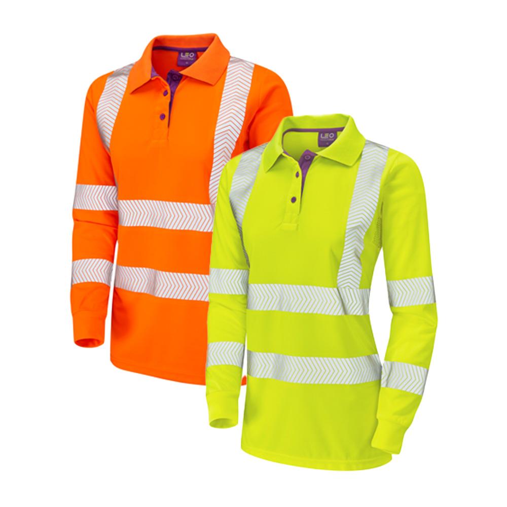 Leo Workwear Pollyfield Leo Ecoviz Performance+ Womens Sleeved Polo Shirt