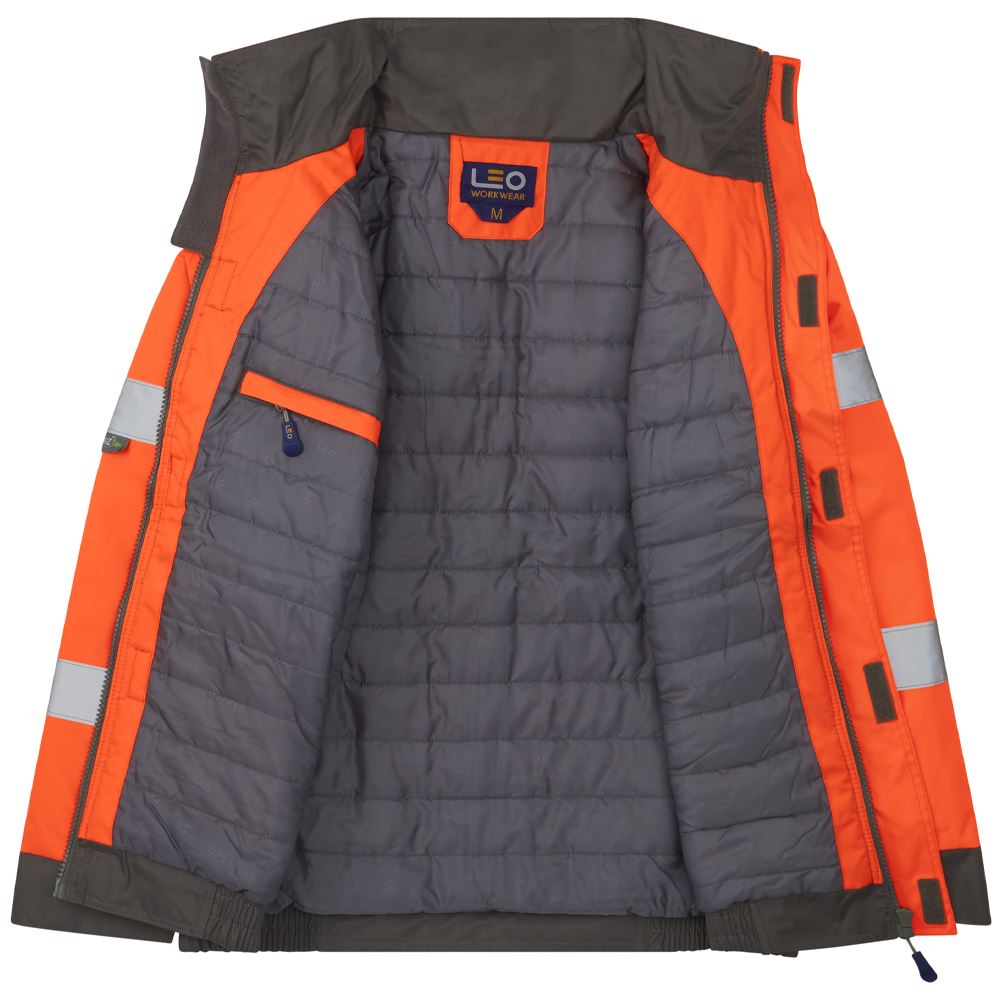 Leo Workwear Chivenor Leo Ecoviz 4K Baffle Lined Bomber Jacket Hi Vis Class 3