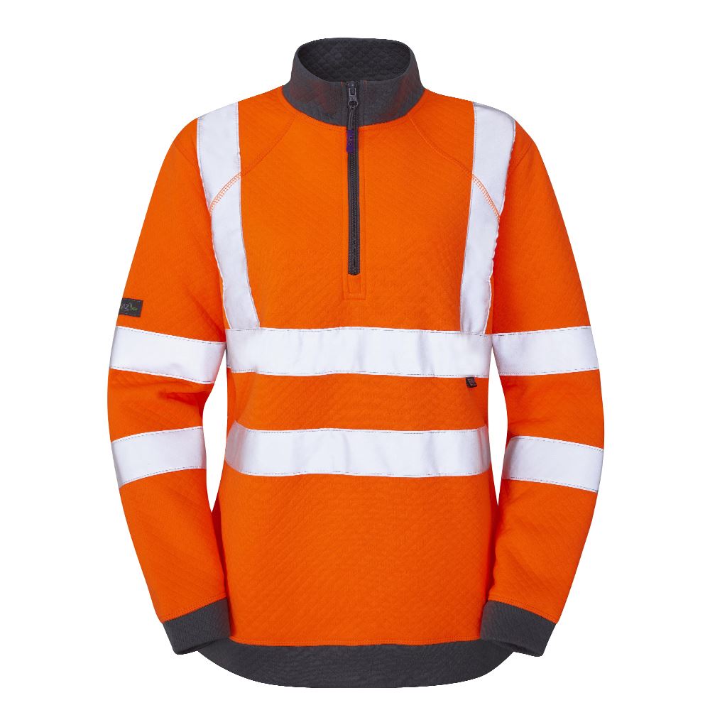 Leo Workwear Elberry Leo Ecoviz Womens 1/4 Zip Sweatshirt Recycled Hi Vis
