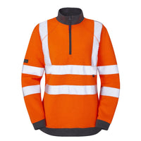 Leo Workwear Elberry Leo Ecoviz Womens 1/4 Zip Sweatshirt Recycled Hi Vis