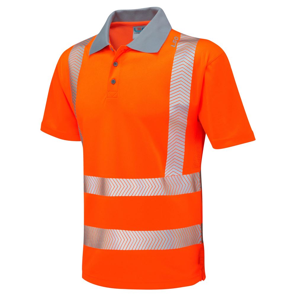 Leo Workwear Woolacombe Leo Ecoviz Performance+ Polo Shirt Hi Vis