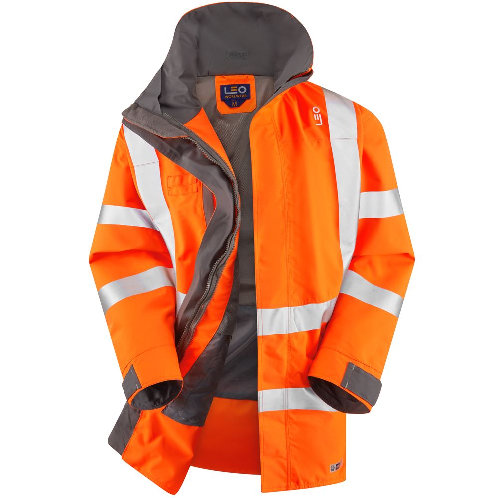 Leo Workwear Eastleigh Leo Ecoviz 10K Performance Breathable Anorak Hi Vis Jacket Coat