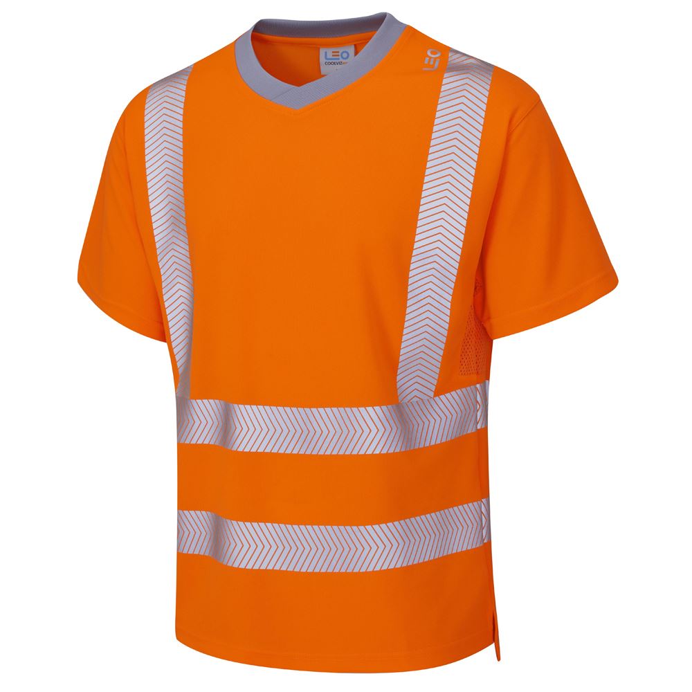 Leo Workwear Larkstone Leo Ecoviz Performance+ T-Shirt Hi Vis Rail Spec