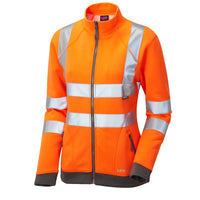 Leo Workwear Hollicombe Leo Ecoviz Womens Zipped Sweatshirt Hi Vis Recycled