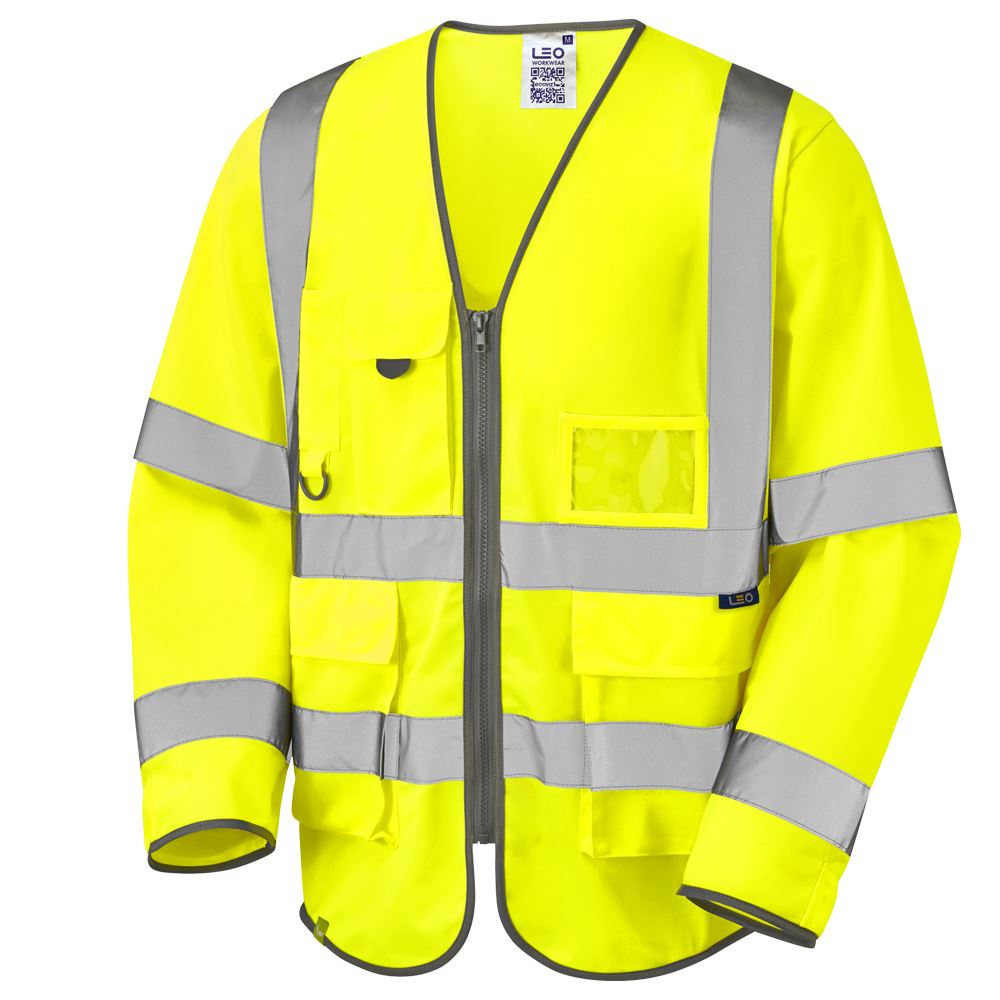 Leo Workwear Wrafton Leo Ecoviz Superior Sleeved Waistcoat Recycled Hi Vis