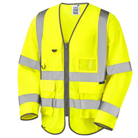 Leo Workwear Wrafton Leo Ecoviz Superior Sleeved Waistcoat Recycled Hi Vis